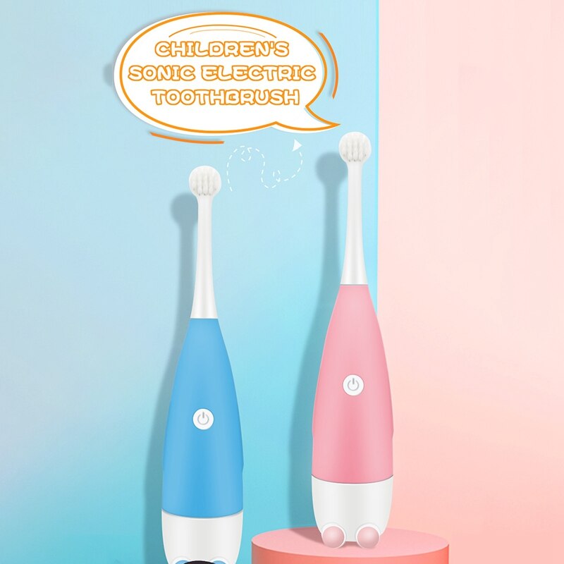 Children's Electric Sonic Toothbrush with Battery, Fully Waterproof, with Soft Replacement Head