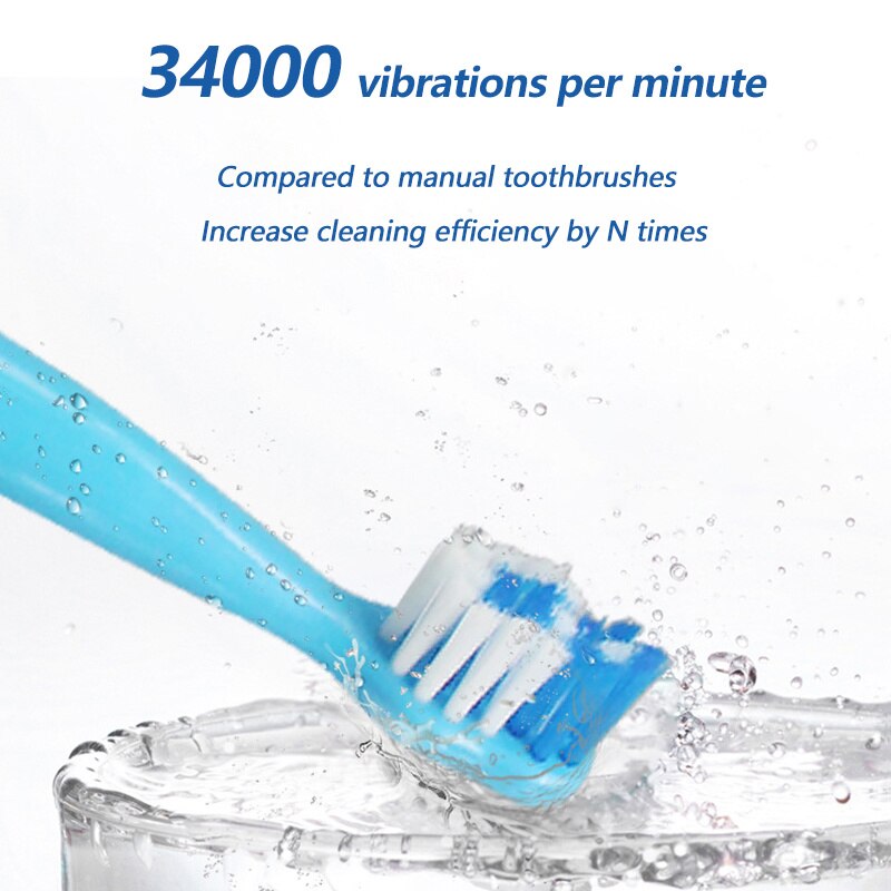 Children's Sonic Electric Toothbrush Kids 3 To 12 Years Old Cleaning Care Oral Bacteria 4 Replacement Brush Heads USB Charging