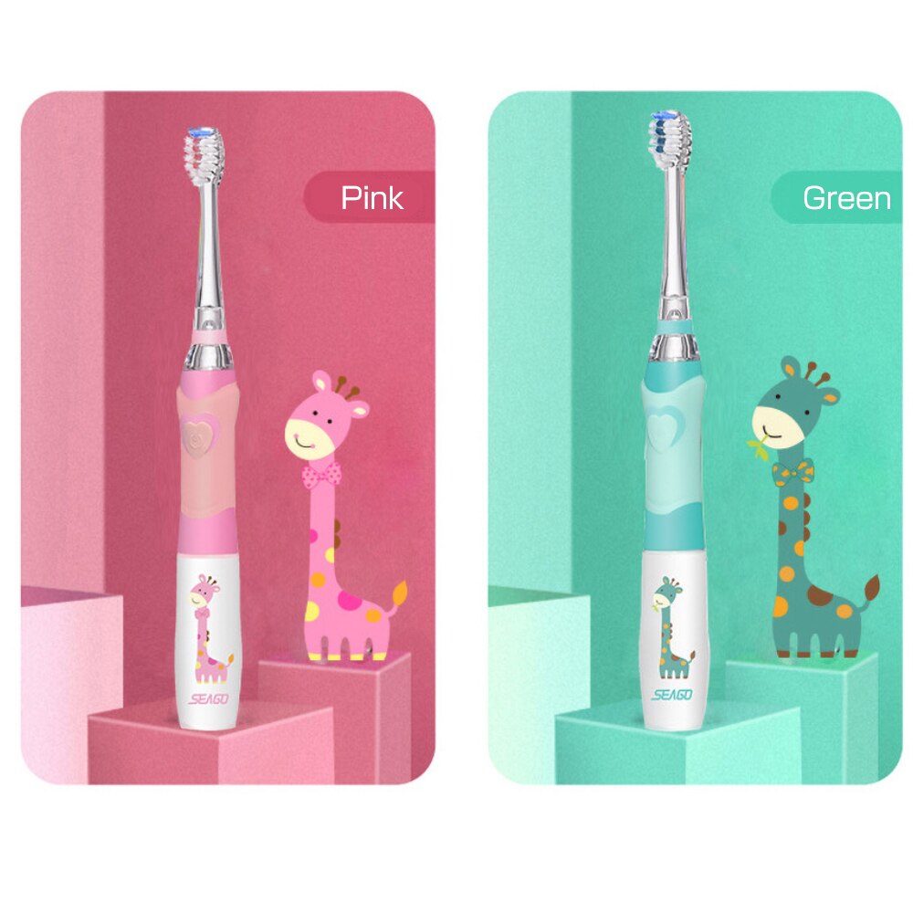 Children Sonic Electric Toothbrush For 3-12 Ages AAA Battery LED Light Kids Smart Timer Replacement Brush Heads IPX7 Waterproof