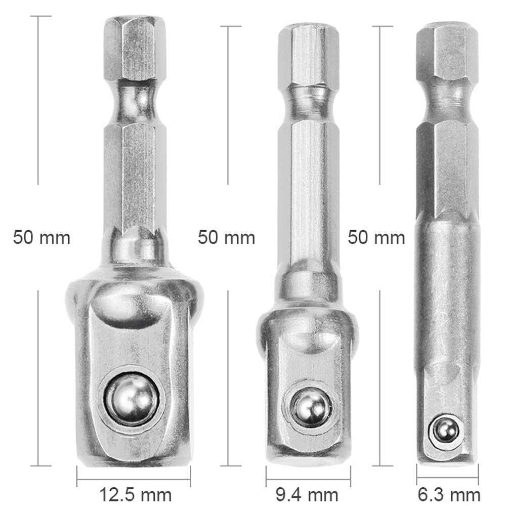 Chrome Vanadium Steel Socket Adapter Hex Shank to 1/4