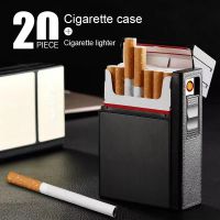 Cigarette Case 20pcs Portable Replaceable Tungsten Wire USB Rechargeable Lighter Multipurpose Cigarette Case Removable