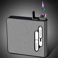 Hold 20pcs Cigarettes Cases Large Capacity With Double Arc USB Lighter Rechargeable Waterproof Cigarette Box Smoking Accessories Cigarette Case