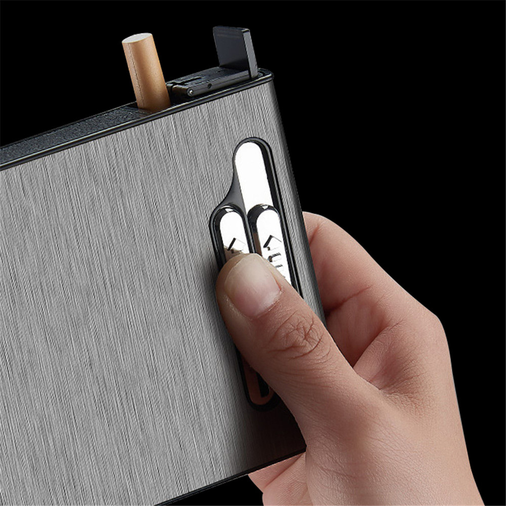 Hold 20pcs Cigarettes Cases Large Capacity With Double Arc USB Lighter Rechargeable Waterproof Cigarette Box Smoking Accessories Cigarette Case