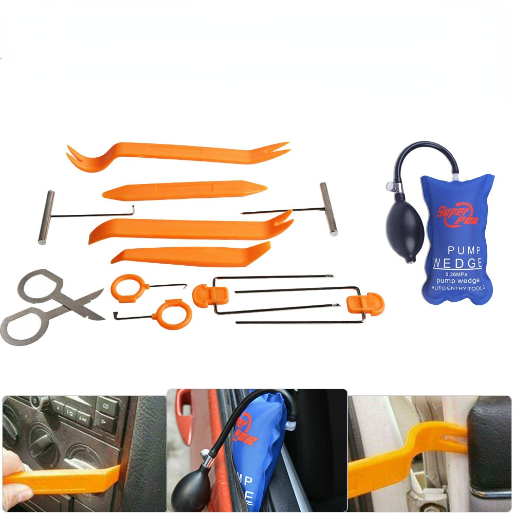 Car Radio Audio Panel Trim Door Clip Removal locksmith Tool Kit Pump Wedge PDR Plastic Window Molding Fastener Clips Accessories