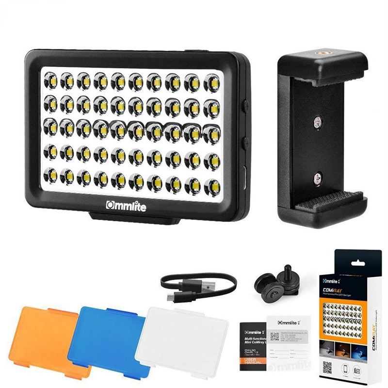 CM-L50 LED Camera Video Light, 50 LED 5700-6000K Dimmable Mini Panel Light for Canon Nikon Cameras and Smartphone