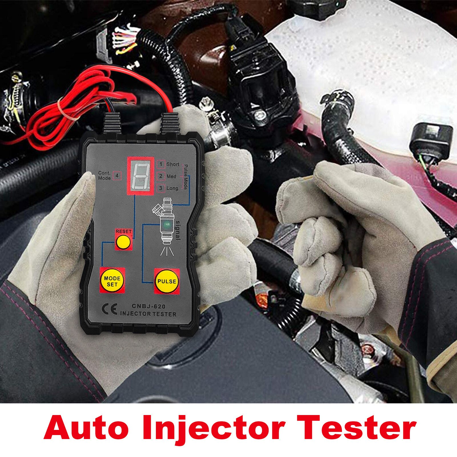 CNBJ-620 12V Auto Injector Tester Fuel Injector Tester Fuel Injector Flush Cleaner Adapter Car Motorcycle Fuel Injectors