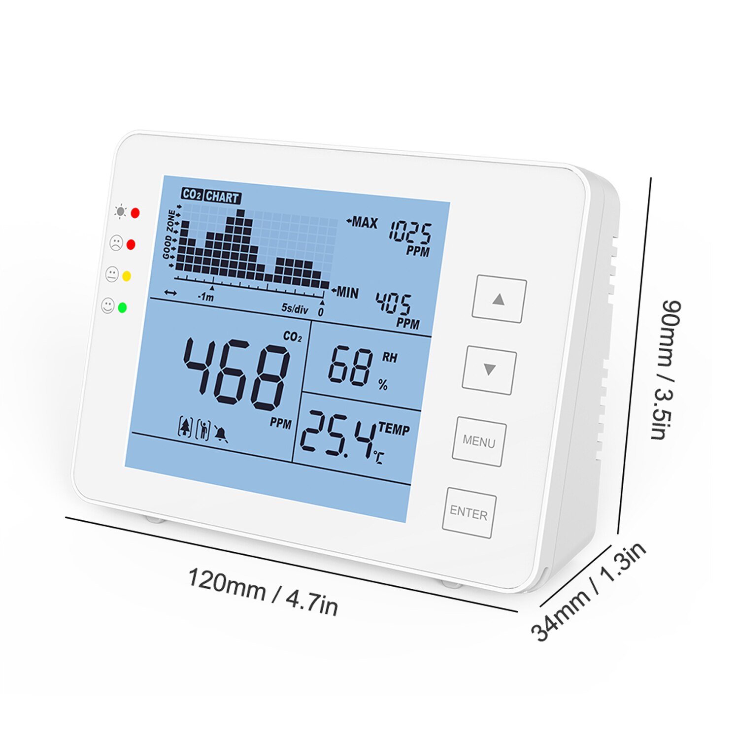 CO2 Meter Carbon Dioxide Detector Gas Detector Temperature and Relative Humidity Wall Mounted Air Quality Monitor NDIR Sensor