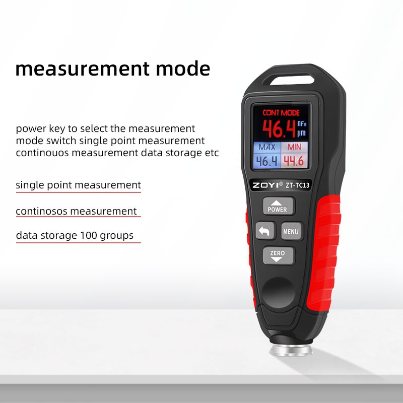 ZY-TC13 Coating Thickness Gauge 0.1mil/0-1300 Car Paint Film Thickness Tester Measuring Russian Manual Paint Tool