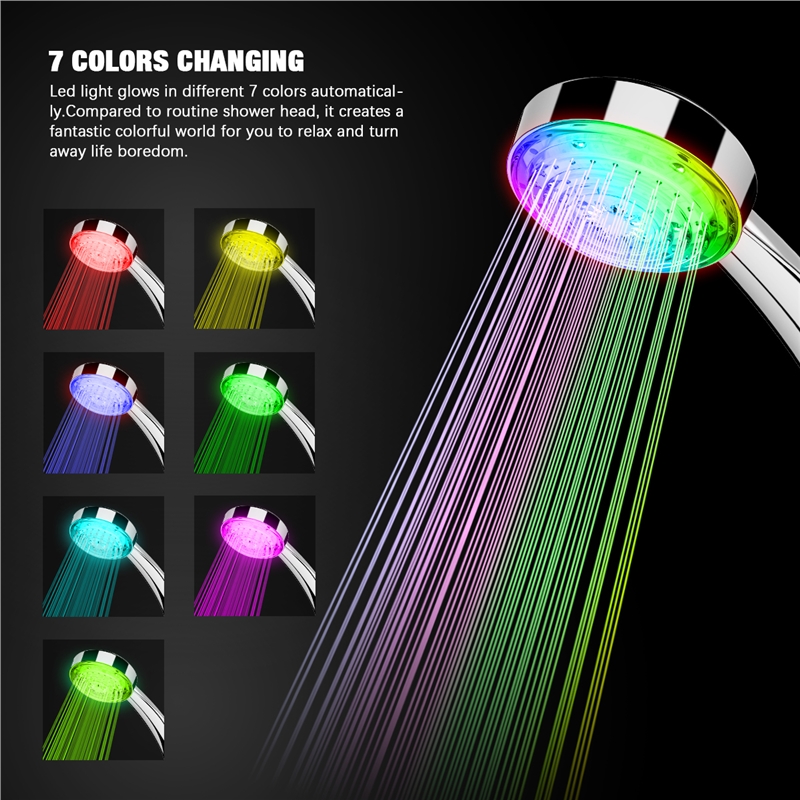 Color Changing Shower Head Led Light Glowing Automatic 7 Color Changing Automatic Handheld Water Saving Shower Bathroom Decor