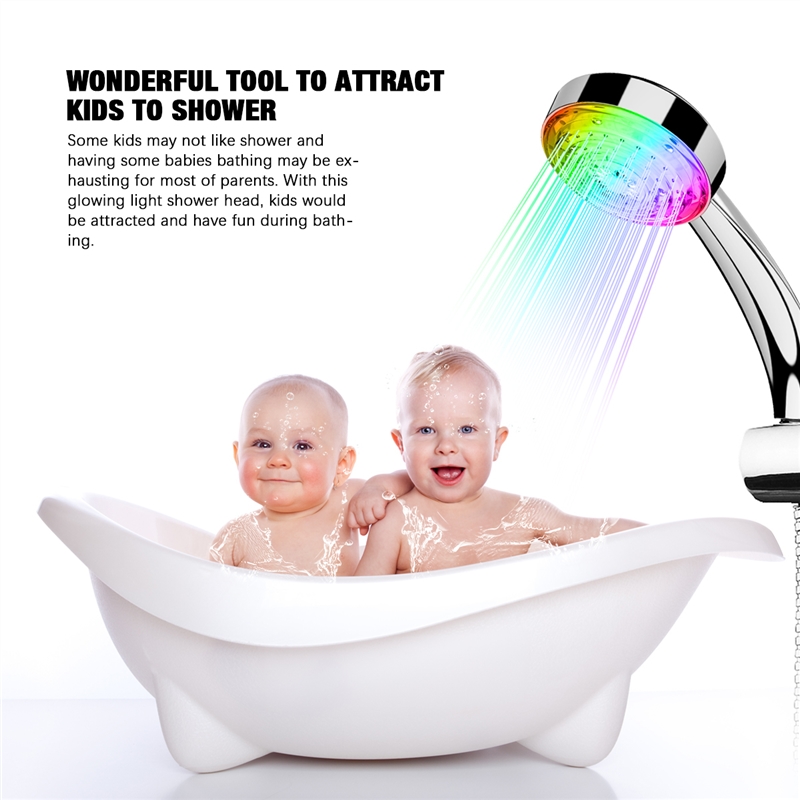 Color Changing Shower Head Led Light Glowing Automatic 7 Color Changing Automatic Handheld Water Saving Shower Bathroom Decor