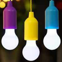 Colorful LED Hanging Lamp Portable Drawstring Tent Camping Light Retro Lighting Home Pull Cord Bulbs Battery Powered