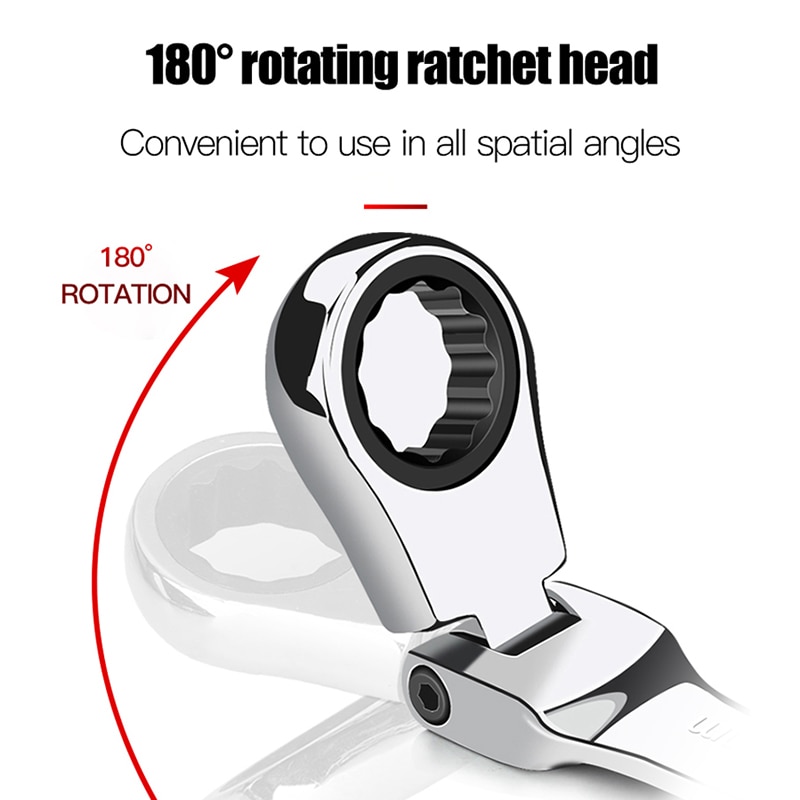 Combination Wrench Set Ratchet Spanner Metric Size with Storage Rack for Hand Tools Auto Repairing Tools