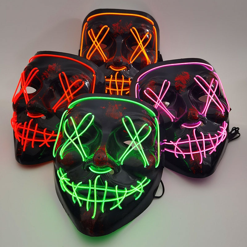 Cosmask Halloween Neon Mask Led Mask Masque Masquerade  Party Masks Light Glow In The Dark Funny Masks Cosplay Costume Supplies