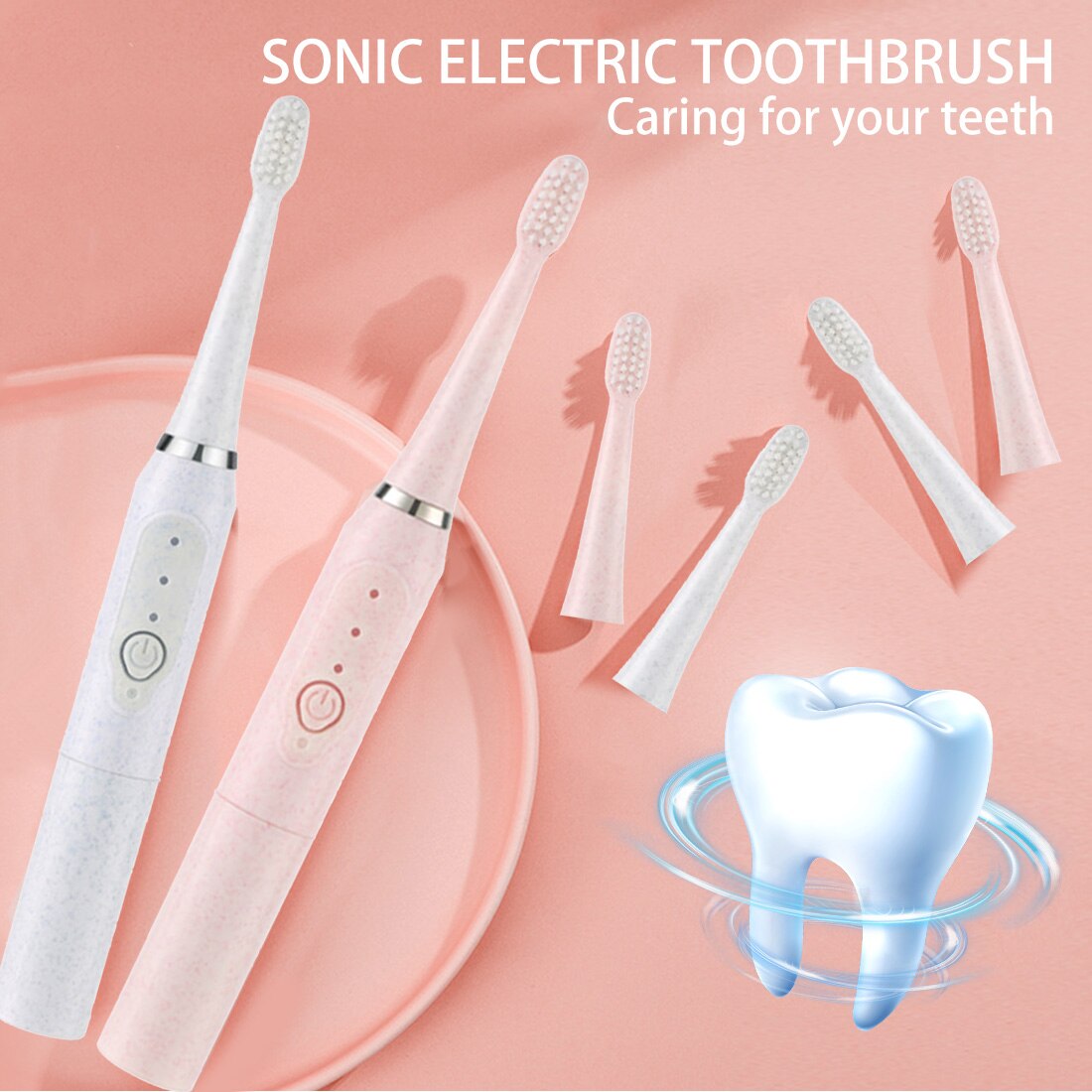 Couple Ultrasonic Electric Toothbrush Adult IPX7 Waterproof Sonic Toothbrush Automatic Soft Hair Tooth Brush AA Battery