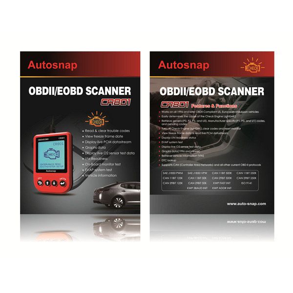 CR801 OBDII/EOBD Code Reader Red