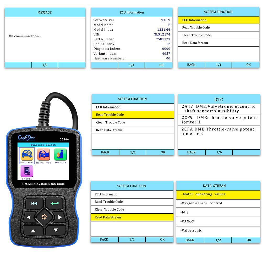  Creator C310+ Code Scanner for BMW/Mini Multi System Scan Tool V11.7 Update Online