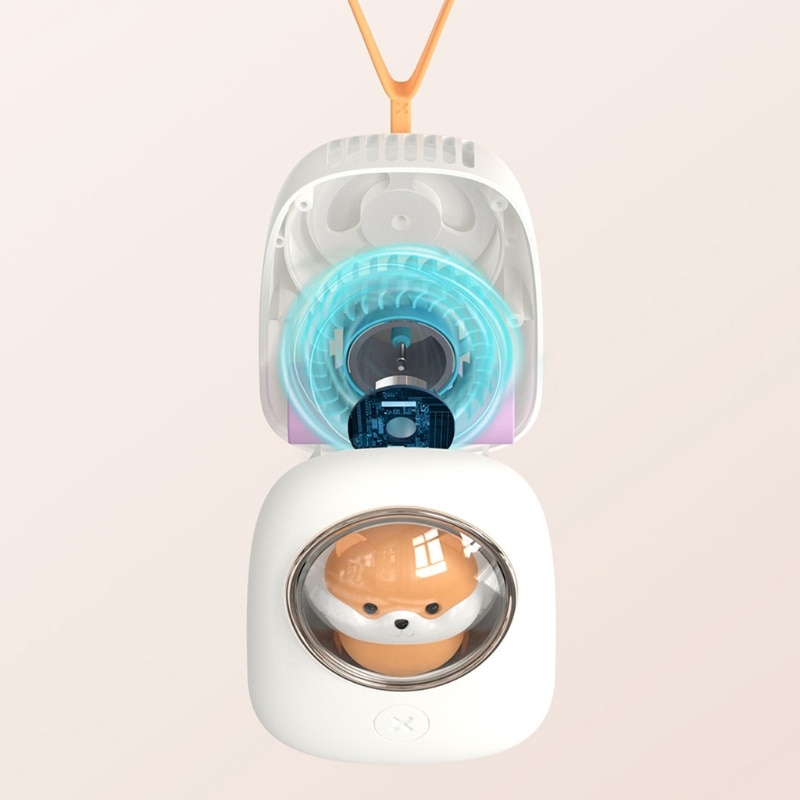 Cute Neck Fan USB Charging Portable Desktop Cartoon Rope Space Capsule Fan