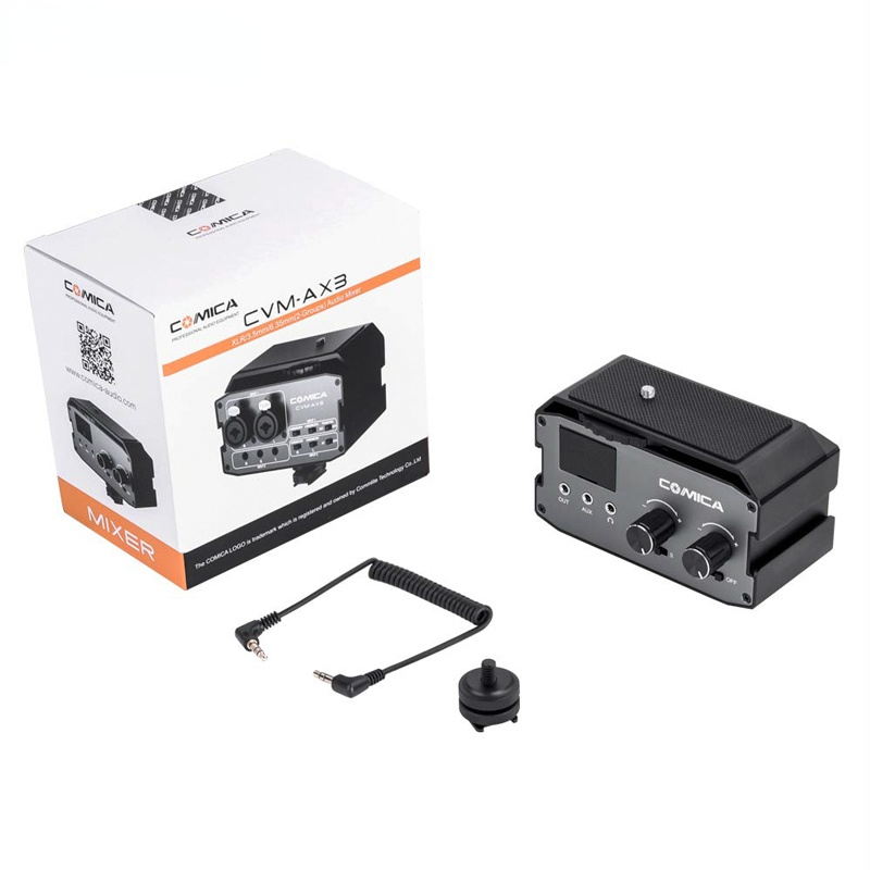 CVM-AX3 XLR Audio Mixer Adapter Preamplifier Dual XLR/3.5mm/6.35mm Port Mixer for Canon Nikon DSLR Cameras&Camcorders