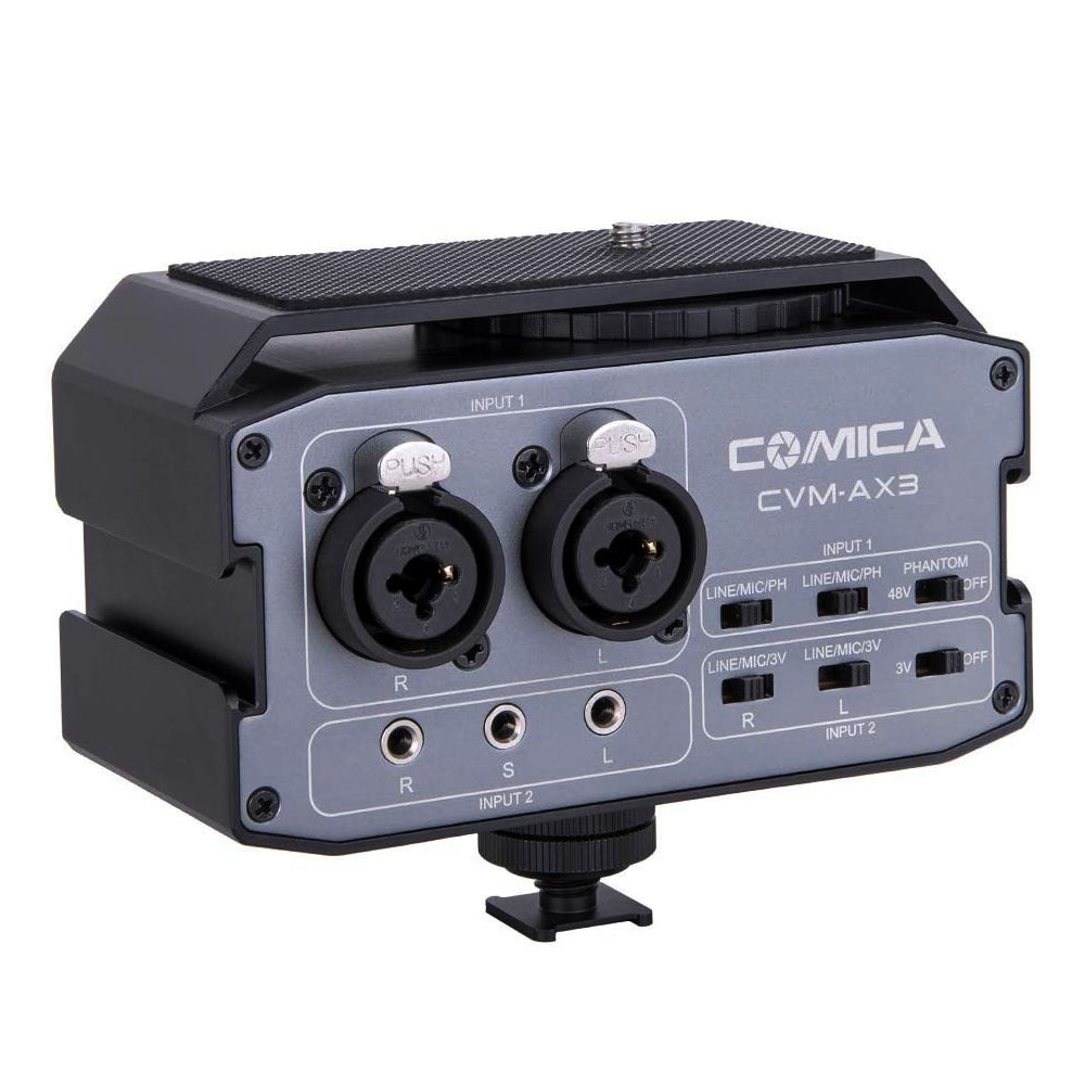 CVM-AX3 XLR Audio Mixer Adapter Preamplifier Dual XLR/3.5mm/6.35mm Port Mixer for Canon Nikon DSLR Cameras&Camcorders