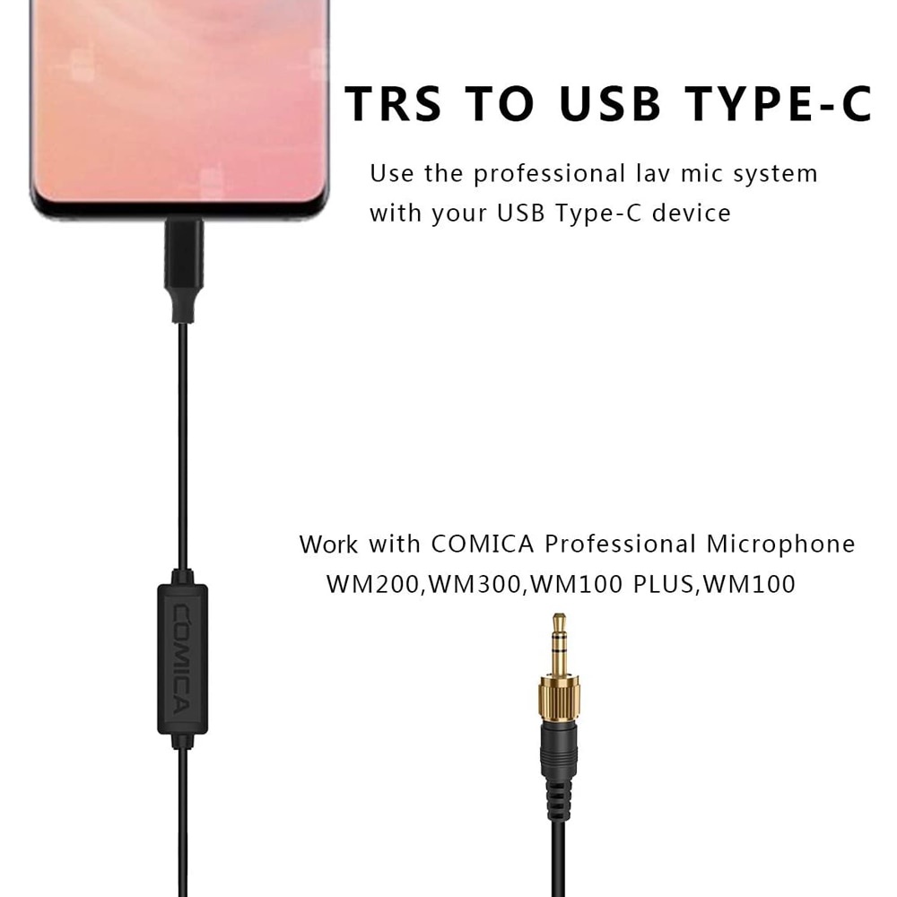 CVM-DL-SPX(UC) 3.5mm TRS to USB Type-C Mic Adapter for COMICA WM100/200/300 Wireless Microphone for USB C Smartphones