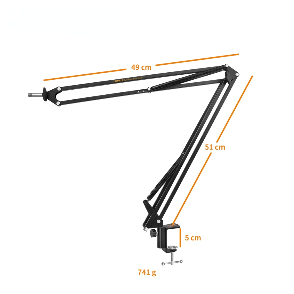 CVM-MS02 Suspension Boom Mic Stand,Microphone Hanging Mount with 3/8 and 5/8 Threaded Hole