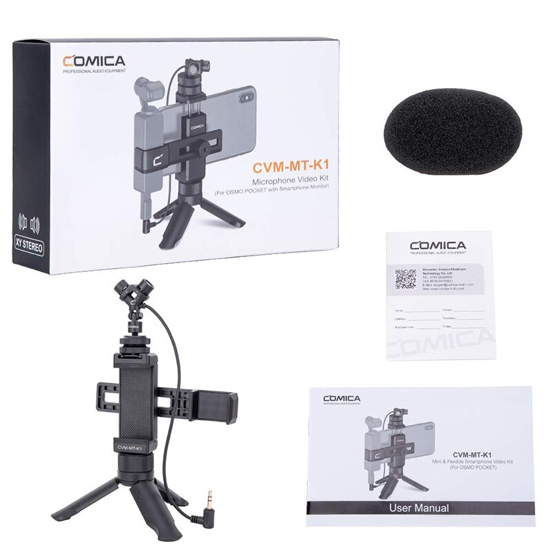 CVM-MT-K1 Smartphone Video Kit with 3.5mm Stereo Video Microphone Tripod Mount Handheld Phone Holder for DJI Osmo Pocket
