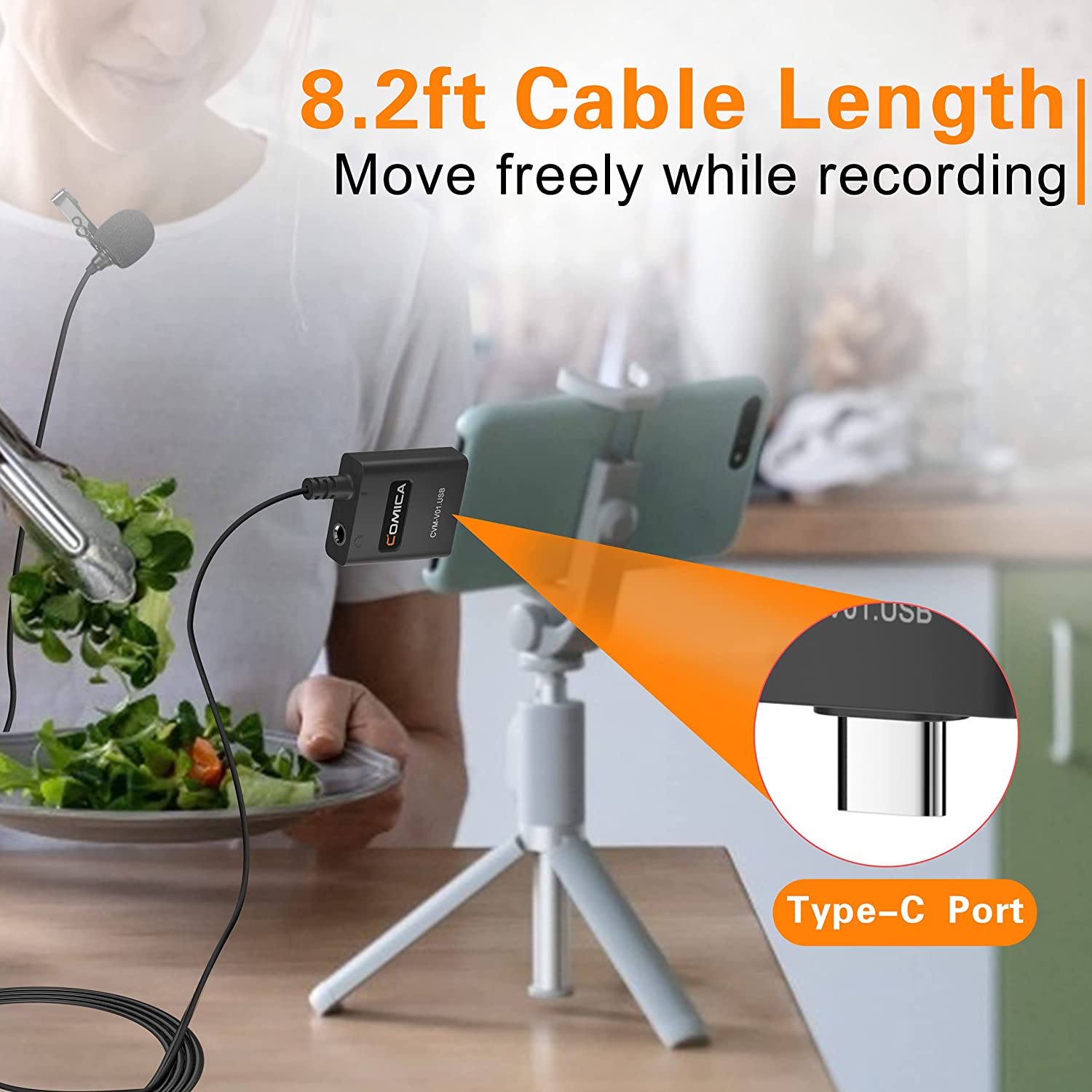 CVM-V01.USB Mini Smartphone Microphone Clip on Computer Mic for Zoom Meeting Video Youtube Podcast Live Streaming