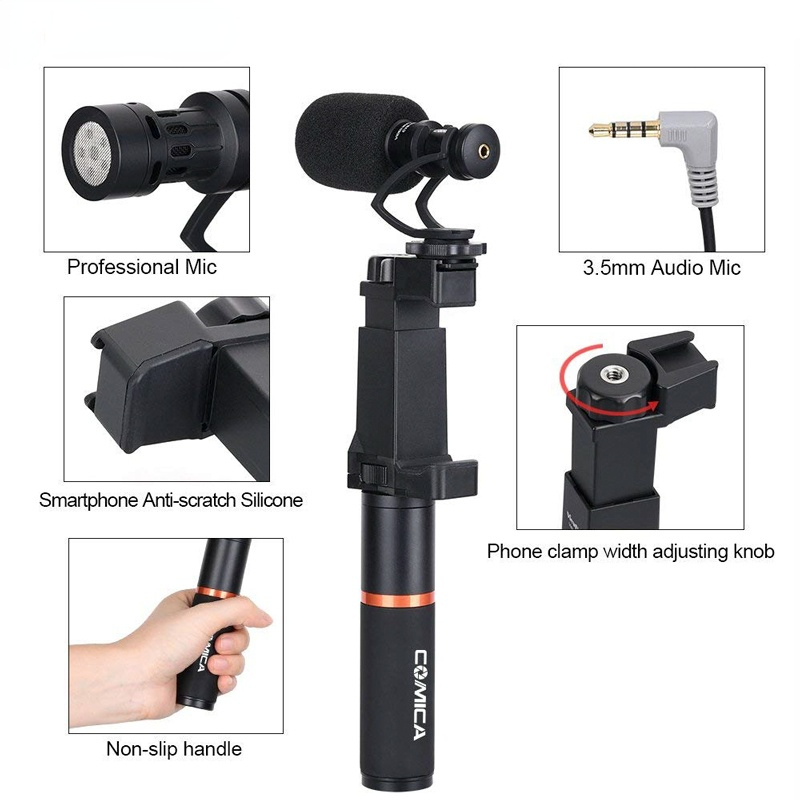 Smartphone Video Kit CVM-VM10-K1 Filmmaker Video Rig with Mini Video Microphone for iPhone/Samsung Huawei Android Phone