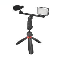 CVM-VM10-K5 Smartphone Video Kit with LED Light, Cardioid Shotgun Microphone,Tripod,Vlog YouTube Kit for Phones