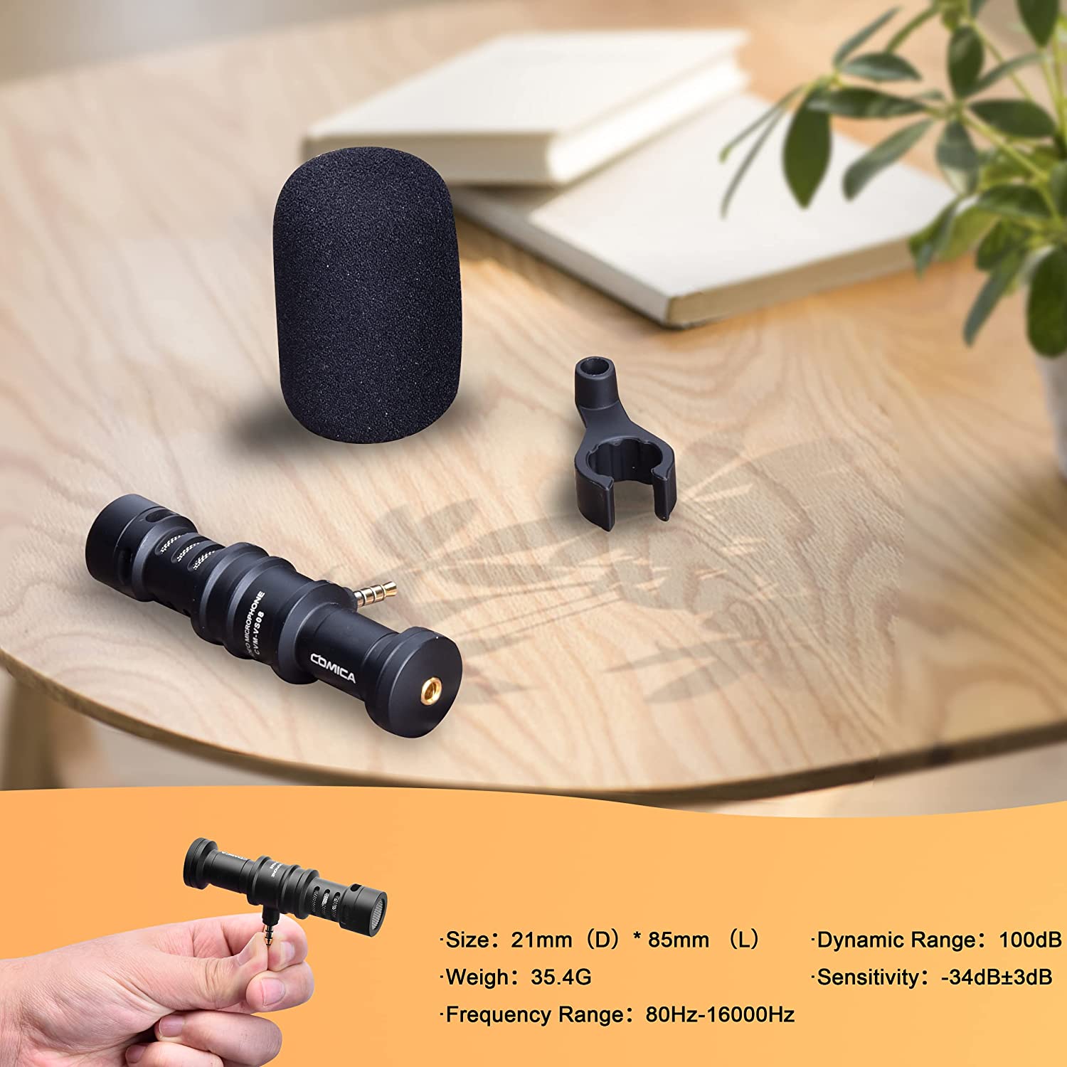 CVM-VS08 Video Microphone Professional Mini Cardioid Smartphone Shotgun Mic for iPhone Xiaomi Huawei Phone Vlog Recording