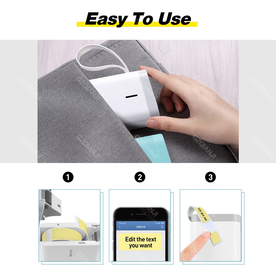 D11 Portable Label printer Mini Pocket Thermal Bluetooth Printer Sticker Printer Fast Printing Home Use Office