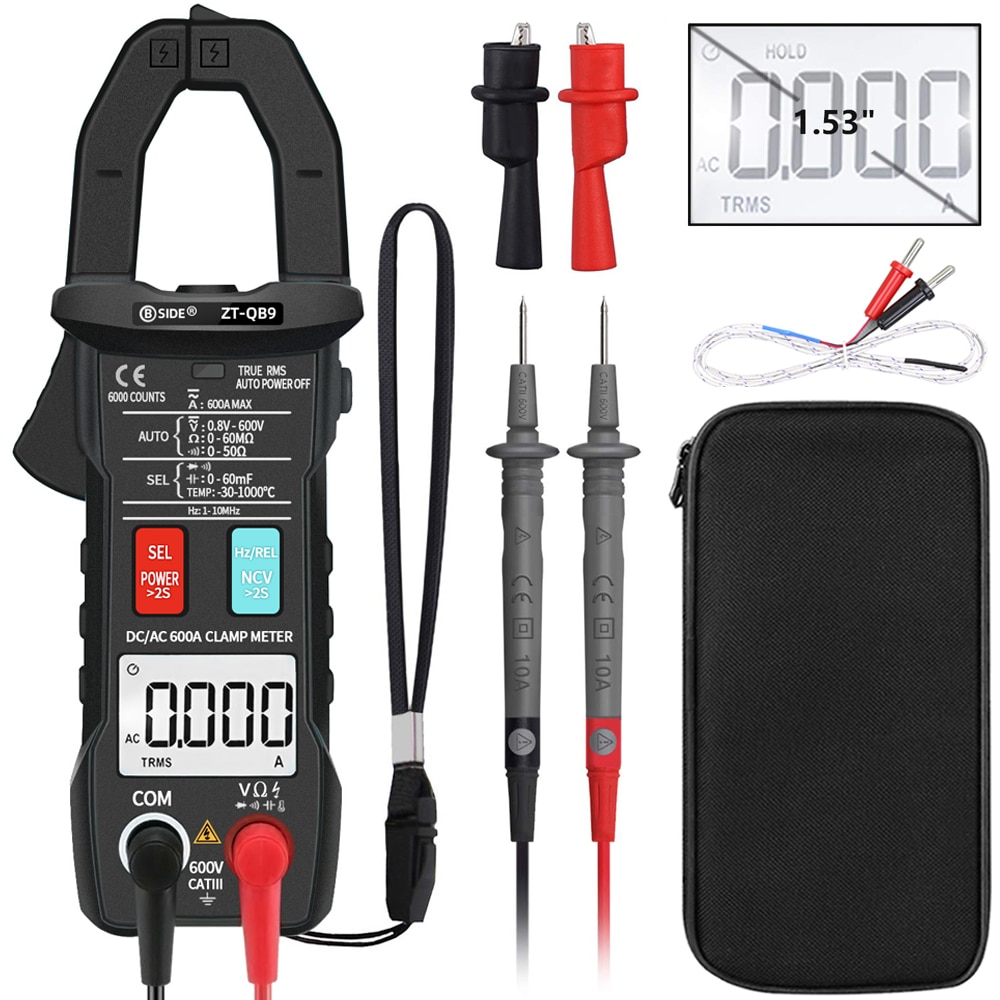 DC/AC 600A Digital Clamp Meter ZT-QB9 T-RMS Smart pliers Current Ammeter Auto Rang Multimeter Capacitor Voltage NCV Tester