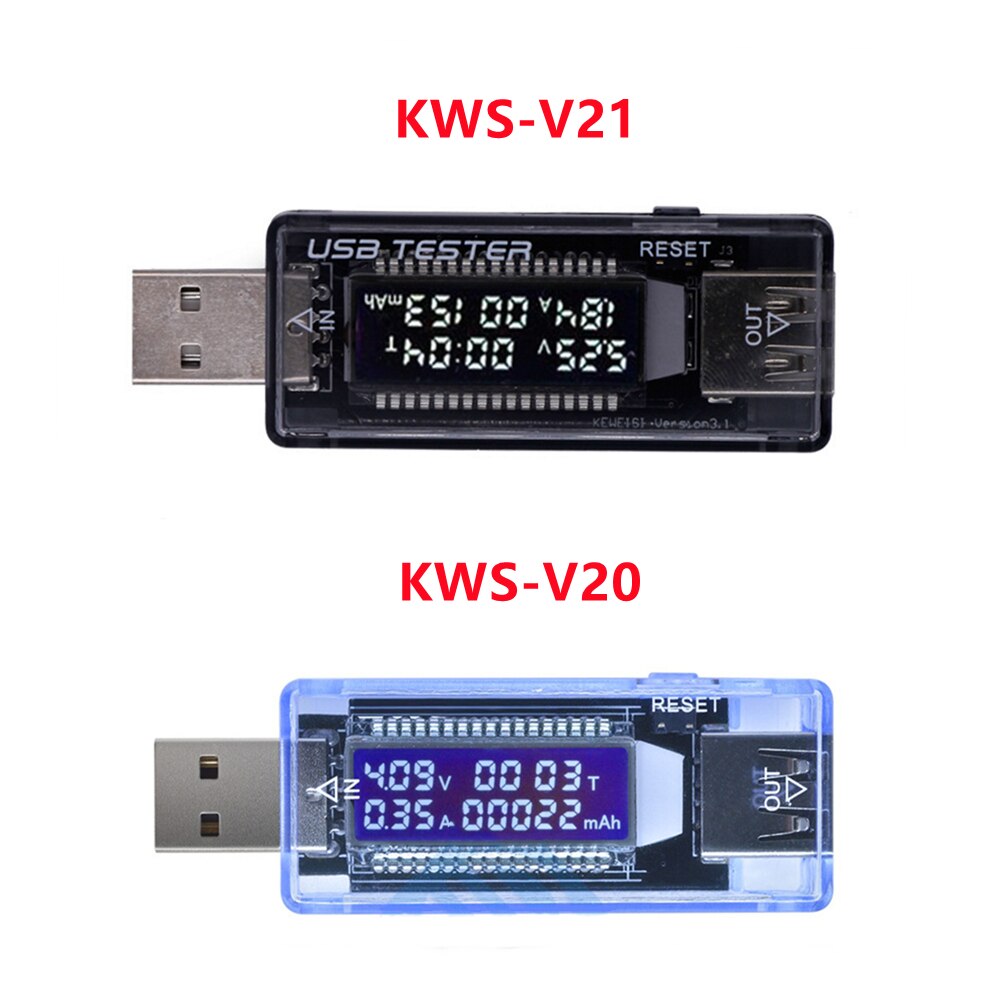 KWS-V20 KWS-V21 DC Mobile Power Charging Current Voltage Digital Monitor USB Tester Current 0-3A Voltage 4-20V ​Dual Meter Display Charger