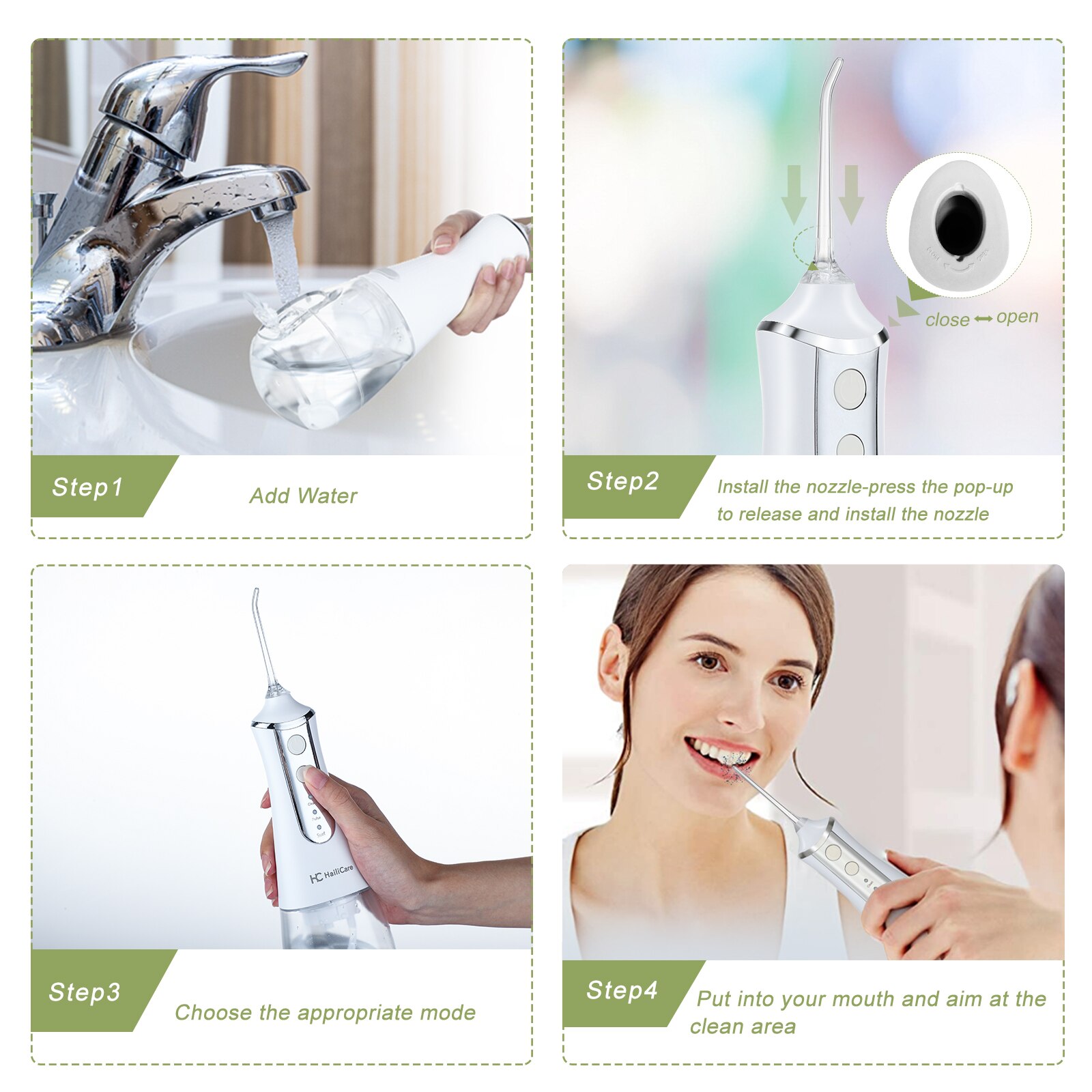 3 Modes Oral Irrigator USB Rechargeable Water Floss Portable Dental Water Flosser Jet 350ml Dental Teeth Cleaner