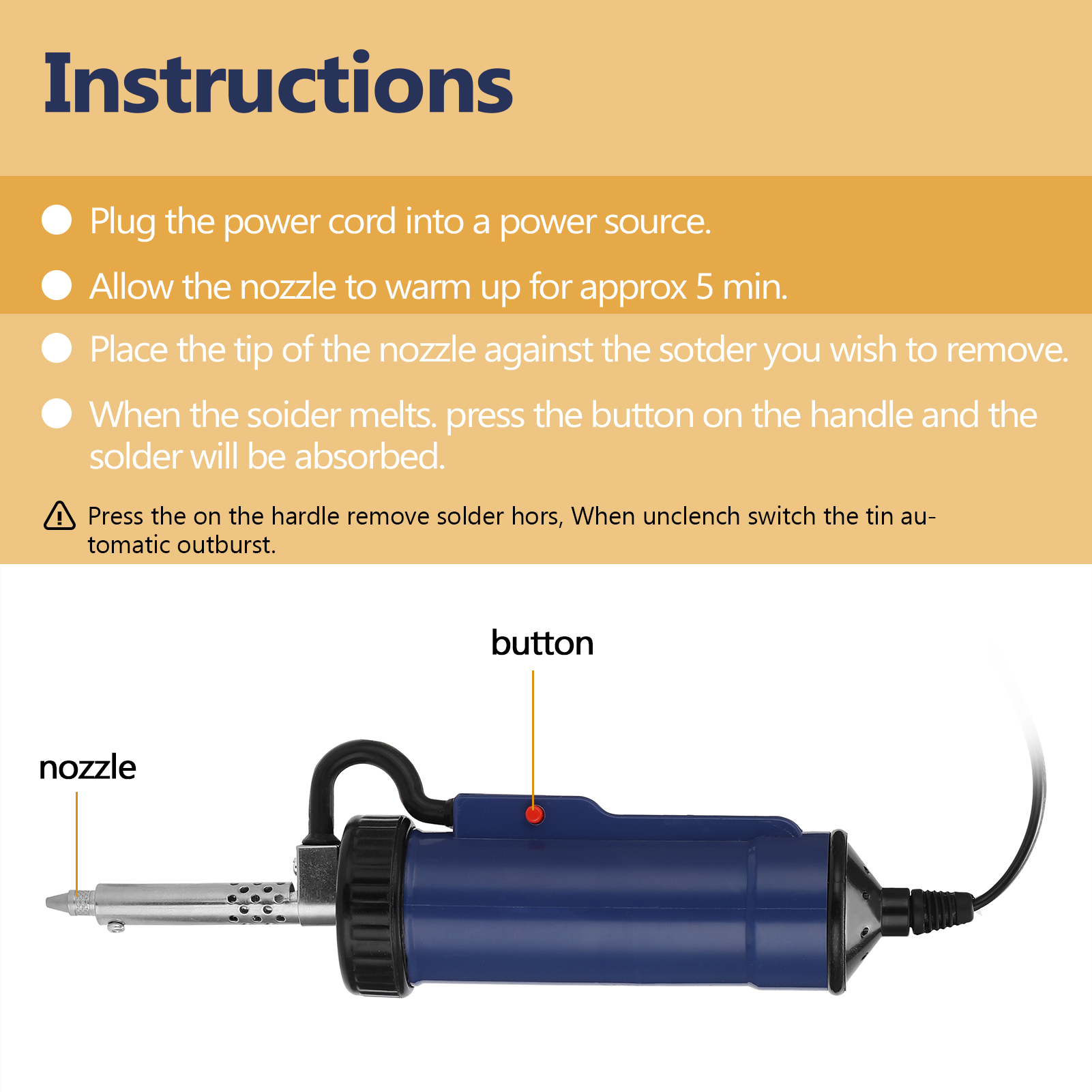 Desoldering Machine ADT03 Automatic Portable Electric Solder Tin Sucker Vacuum Soldering Remove Pump with 3 Suction Nozzle