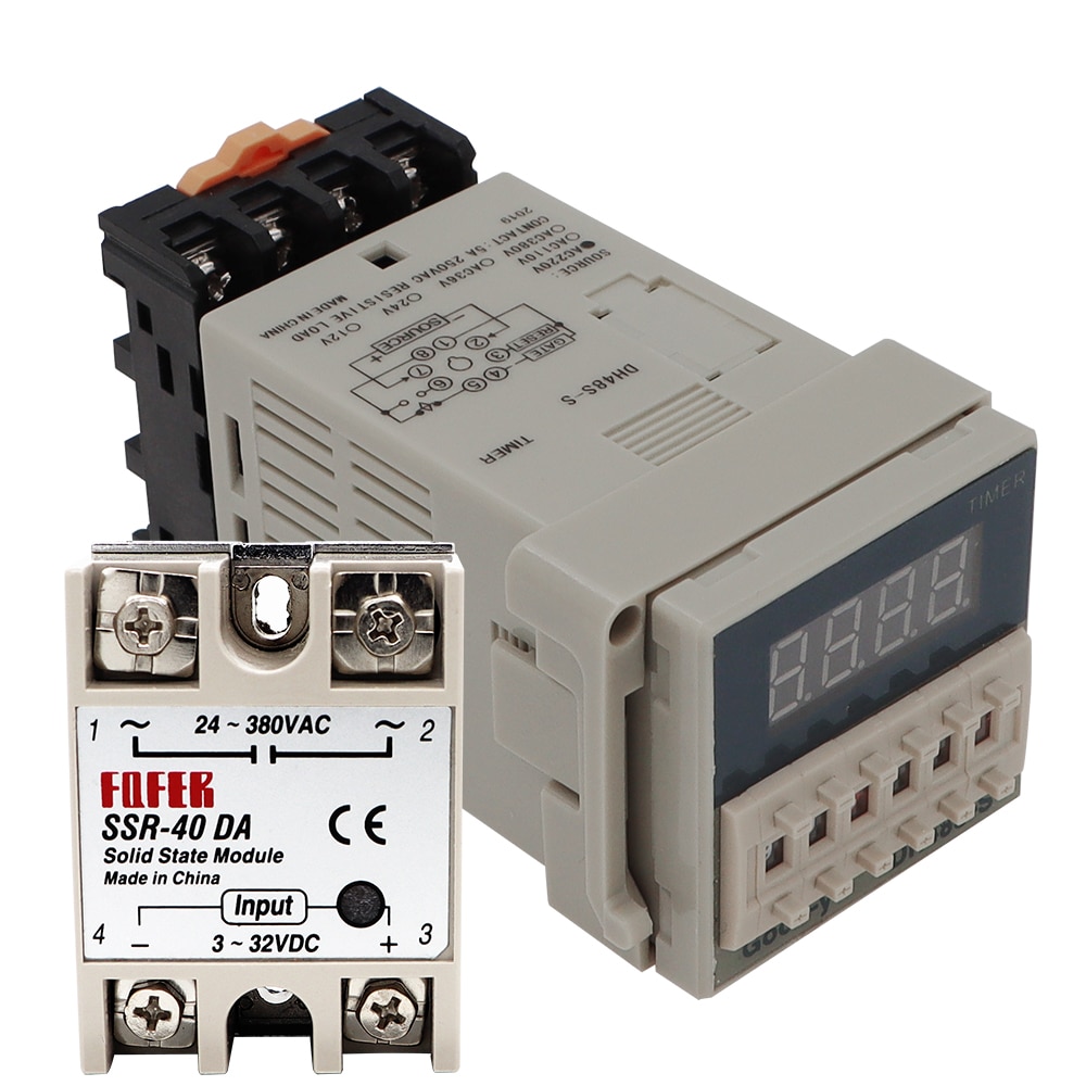DH48S-S Programmable Timer 0.1s-990h Repeat Cycle SPDT Time Switch Relay time relay cycle control with Socket Base DH48S