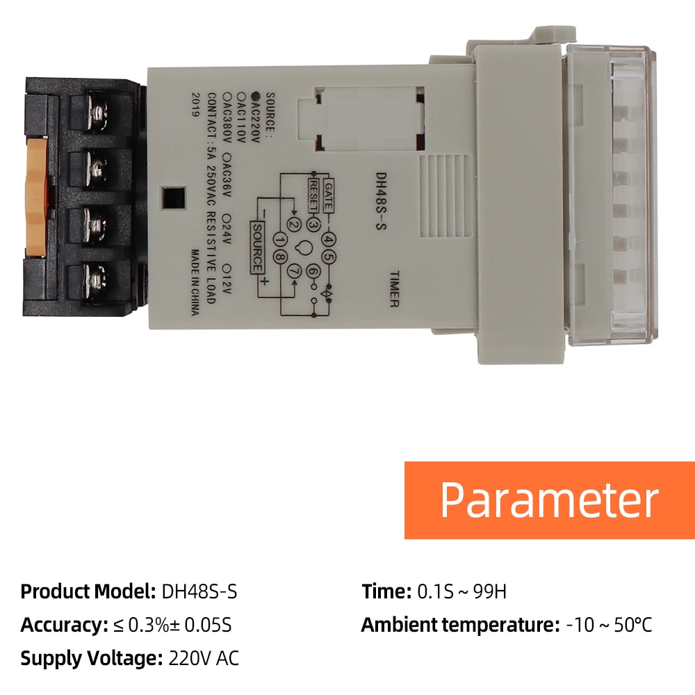 DH48S-S Programmable Timer 0.1s-990h Repeat Cycle SPDT Time Switch Relay time relay cycle control with Socket Base DH48S