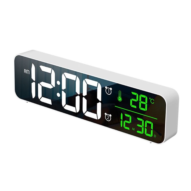 Electronic LED Digital Large Display Morning Alarm Clock Music Brightness USB Rechargeable Clock Snooze Timer for Home Desk Room