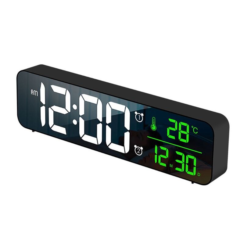 Electronic LED Digital Large Display Morning Alarm Clock Music Brightness USB Rechargeable Clock Snooze Timer for Home Desk Room