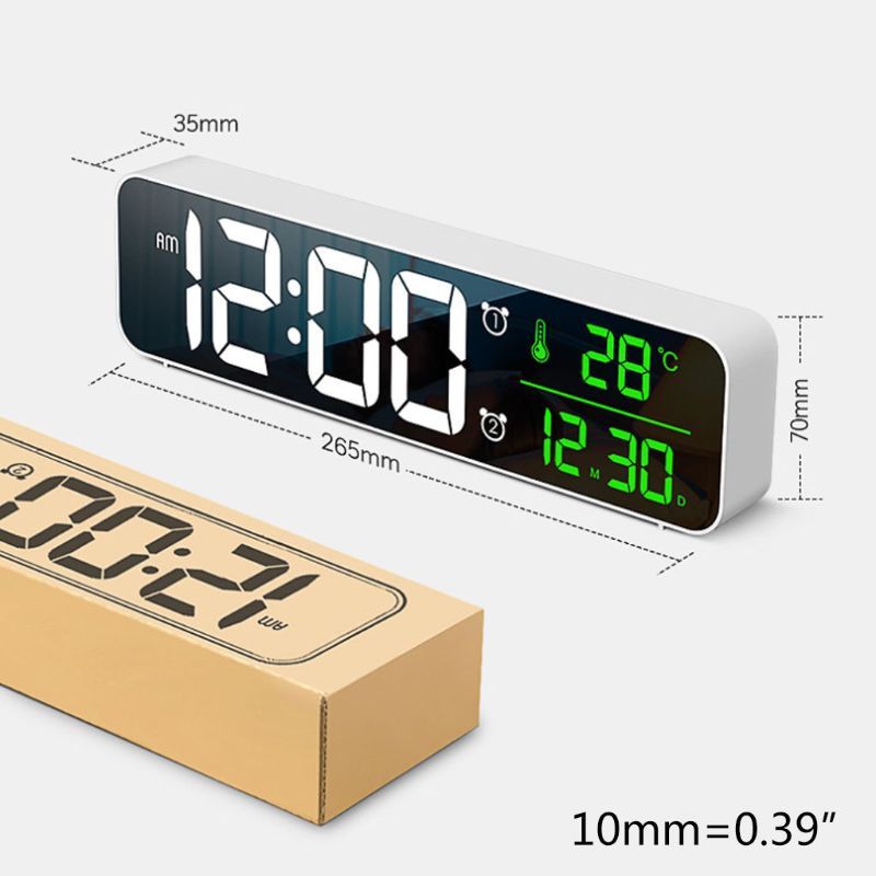 Electronic LED Digital Large Display Morning Alarm Clock Music Brightness USB Rechargeable Clock Snooze Timer for Home Desk Room