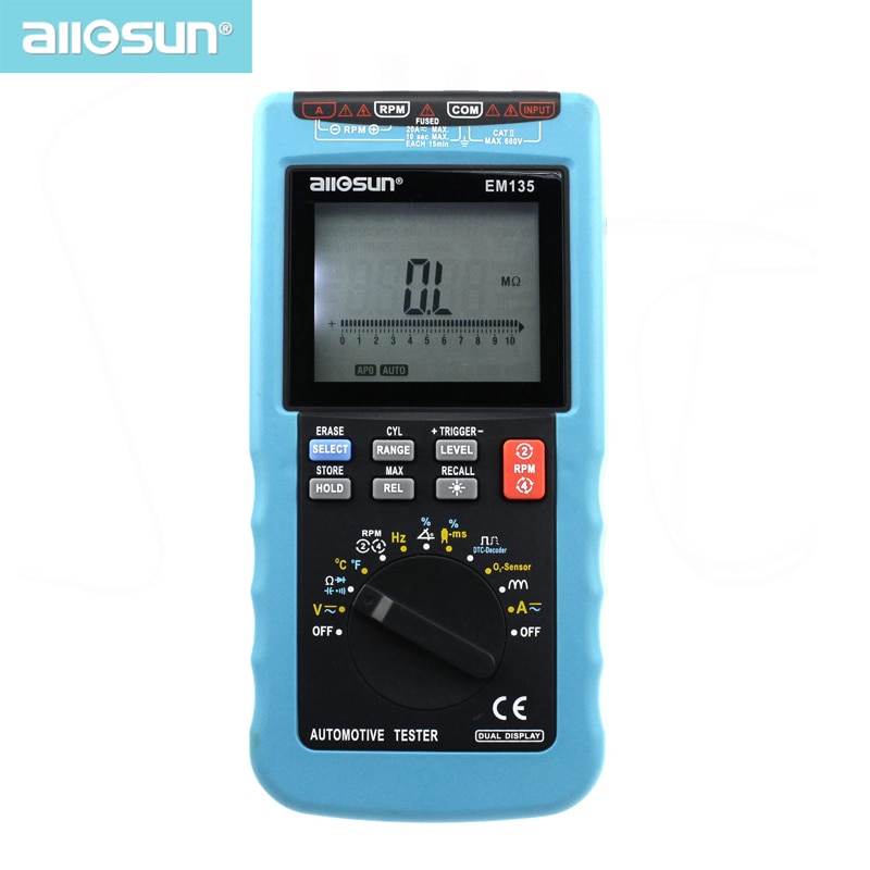 Digital Automotive Multimeter 20A ACA/DCA LCD Autorange Automotive Tester O2-sensor Temp.RPM Dwell Angle EM135 Modern