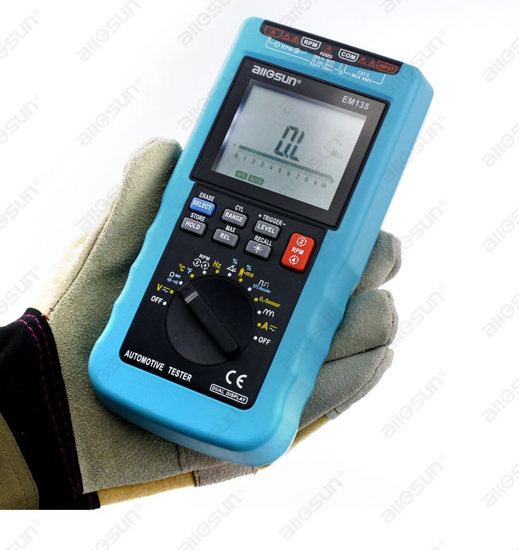 Digital Automotive Multimeter 20A ACA/DCA LCD Autorange Automotive Tester O2-sensor Temp.RPM Dwell Angle EM135 Modern