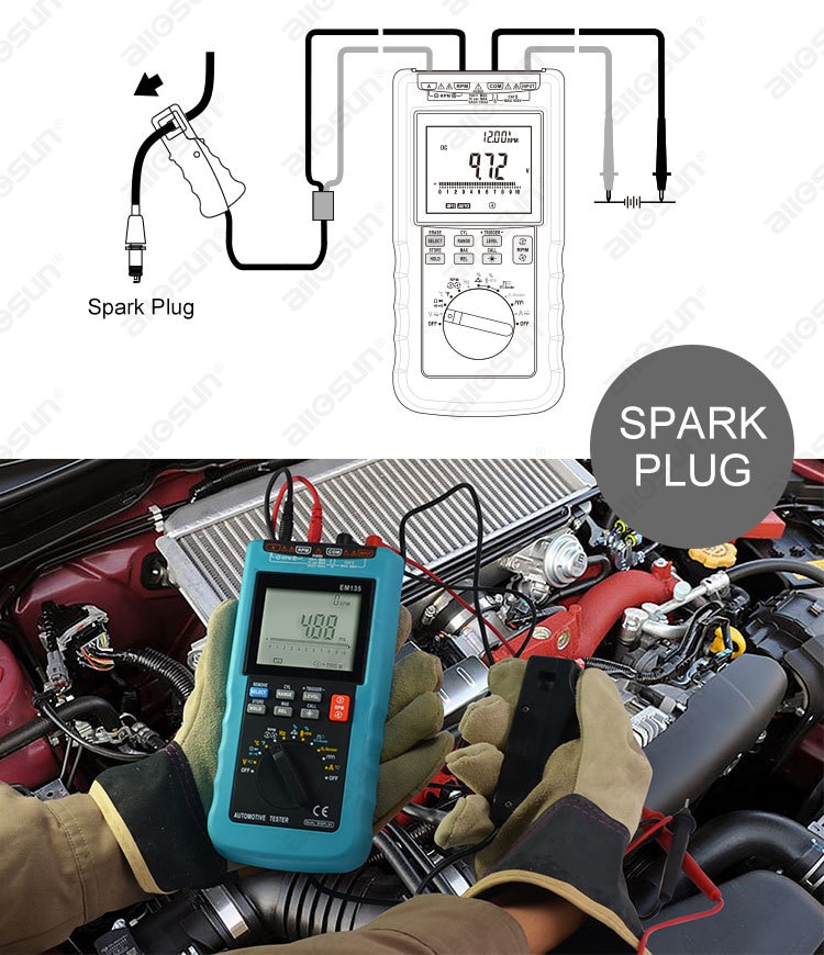 Digital Automotive Multimeter 20A ACA/DCA LCD Autorange Automotive Tester O2-sensor Temp.RPM Dwell Angle EM135 Modern