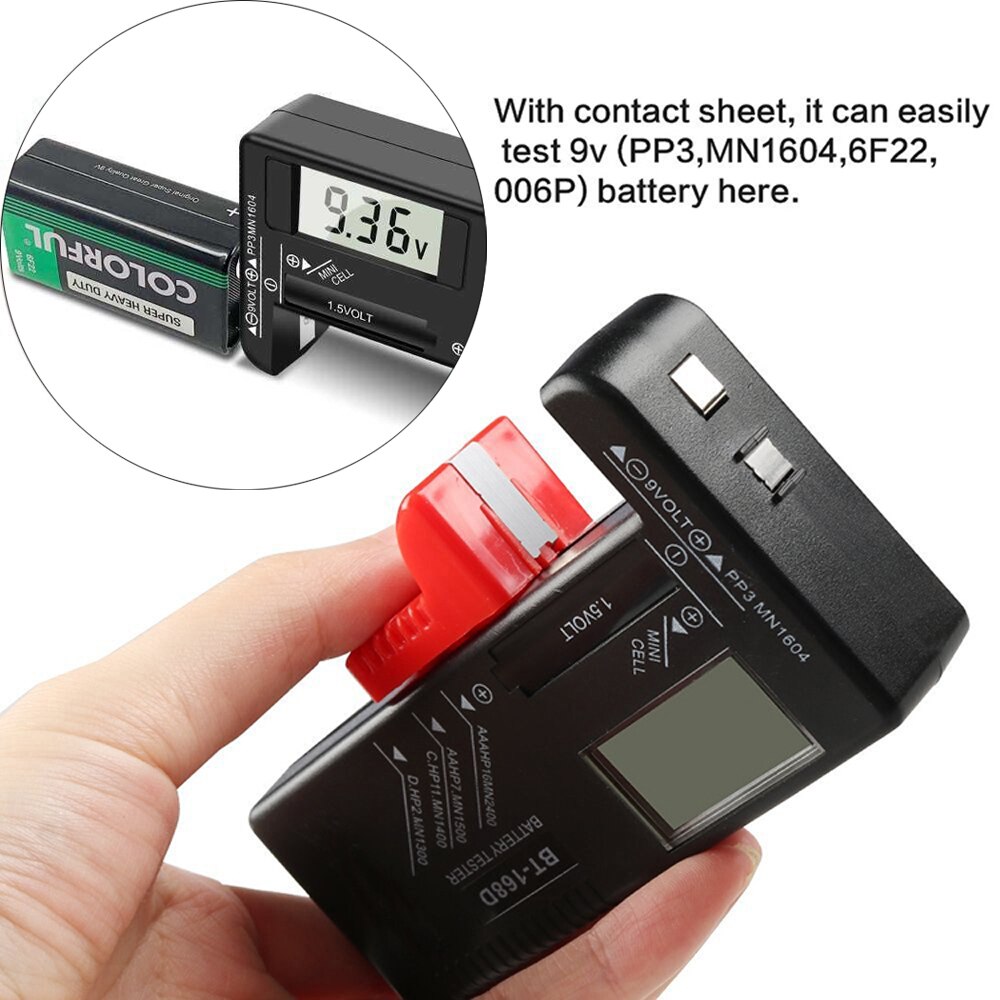 Digital Battery Tester 9V/1.5V/AA/AAA Battery Capacity Tester  Button Cell Volt Checker Universal Battery Tester BT-168D