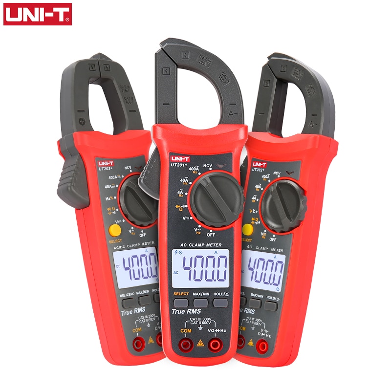 UNI T UNI-T Digital Clamp Meter UT201+ UT202+ UT203+ AC DC Current Amperimetro Tester Clamp Multimeter Resistance Frequency