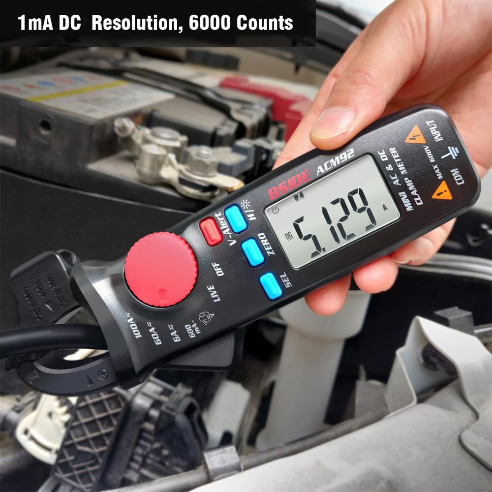 Digital Clamp Meter Multimeter ACM92 DC AC Current 100A 0.1/1mA Car repair Ammeter voltage Ohm Hz NCV Continuity Tester