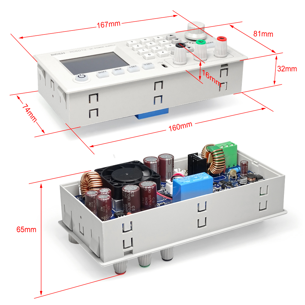 RD6012 RD6012W USB WiFi DC to DC Voltage Step down Power Supply Adjustable buck converter voltmeter multimeter 65V 800W S12A