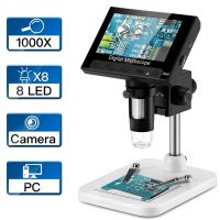 4.3"LCD Display USB Digital Electronic Microscope Endoscope Record 1000X 2 Megapixels with 8 LED Stand for Repair Soldering