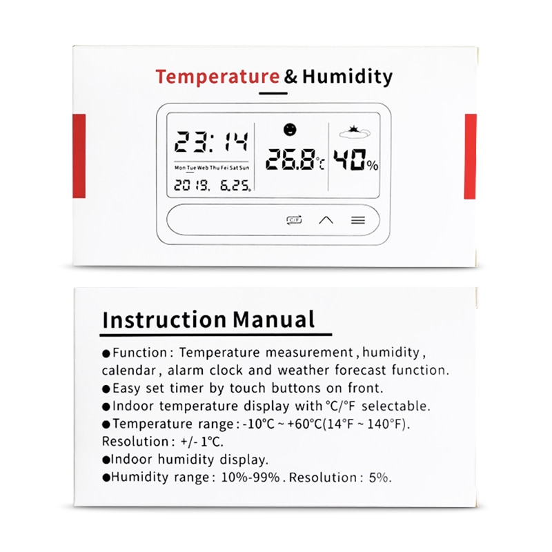 HS-21 Digital Indoor Hygrometer Thermometer Accurate Temperature Digital Humidity Meter With Date/Time Display Alarm Clock In Bedroom