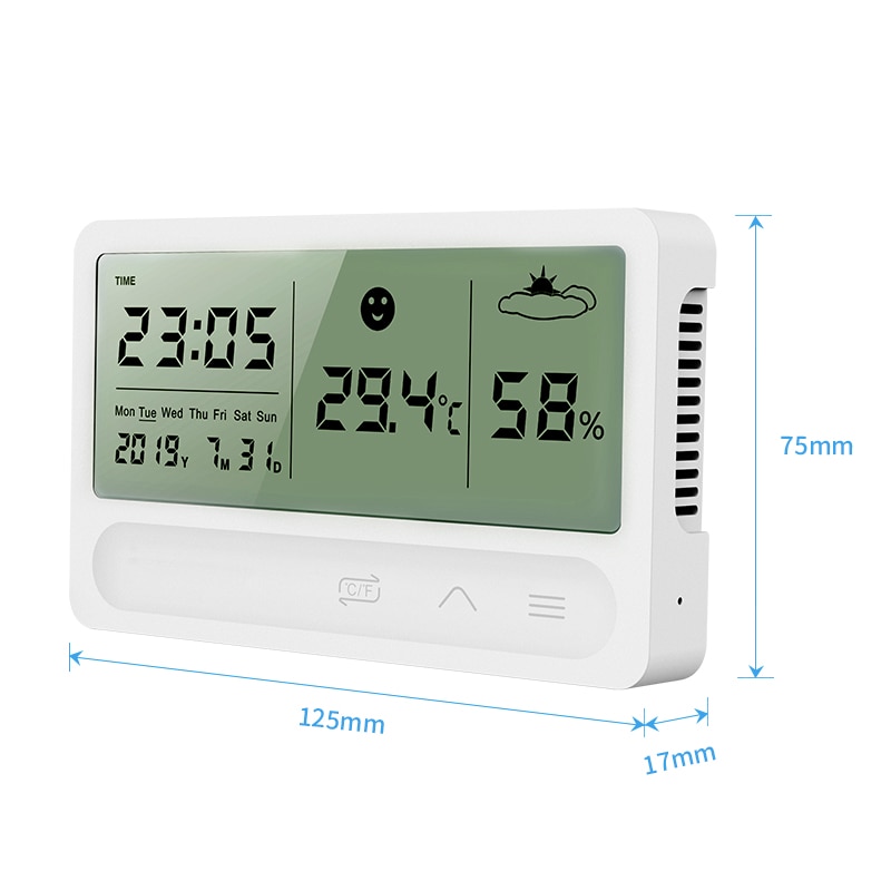 HS-21 Digital Indoor Hygrometer Thermometer Accurate Temperature Digital Humidity Meter With Date/Time Display Alarm Clock In Bedroom